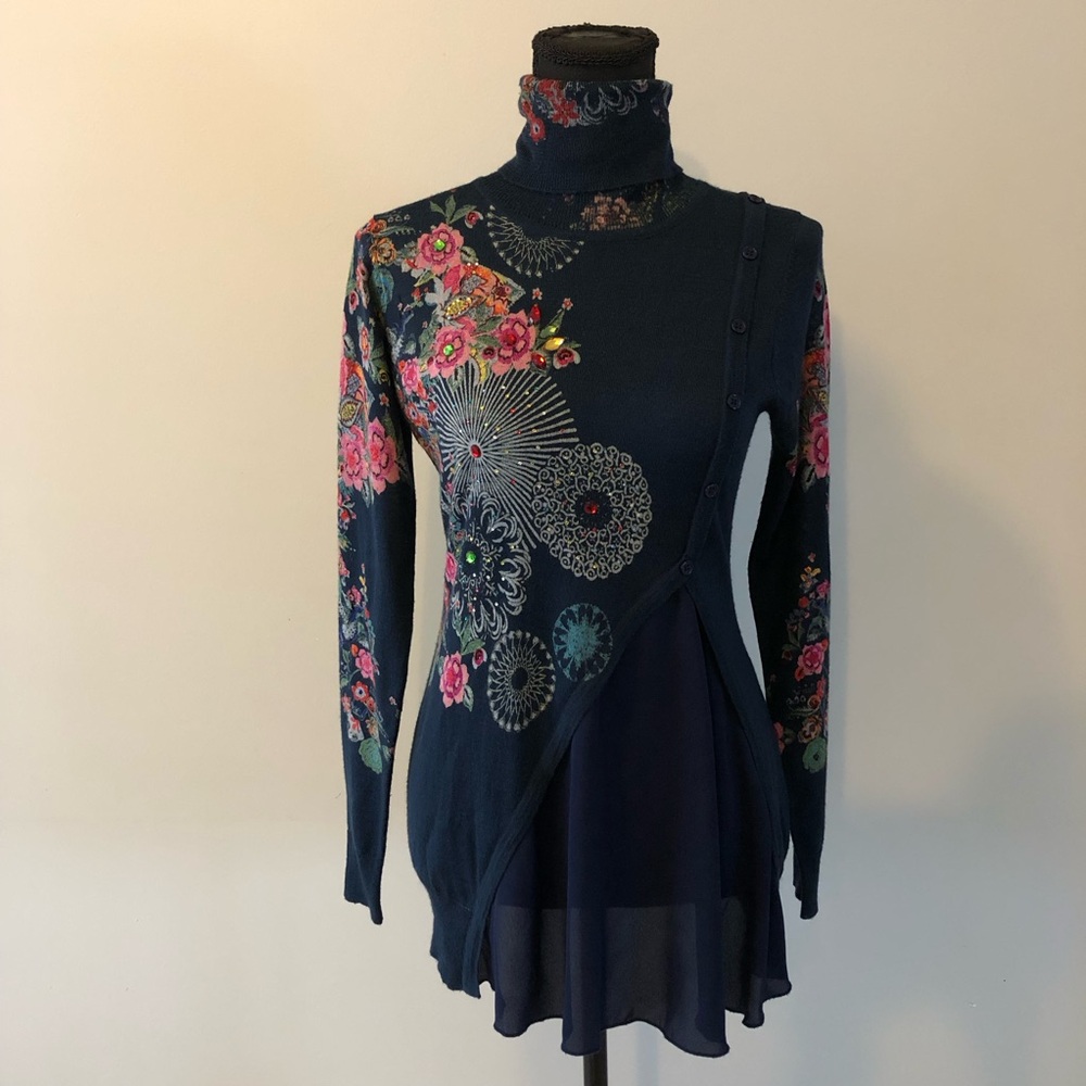 Women’s Desigual Chantale Turtleneck Long sleeve Lightweight Pullover size S